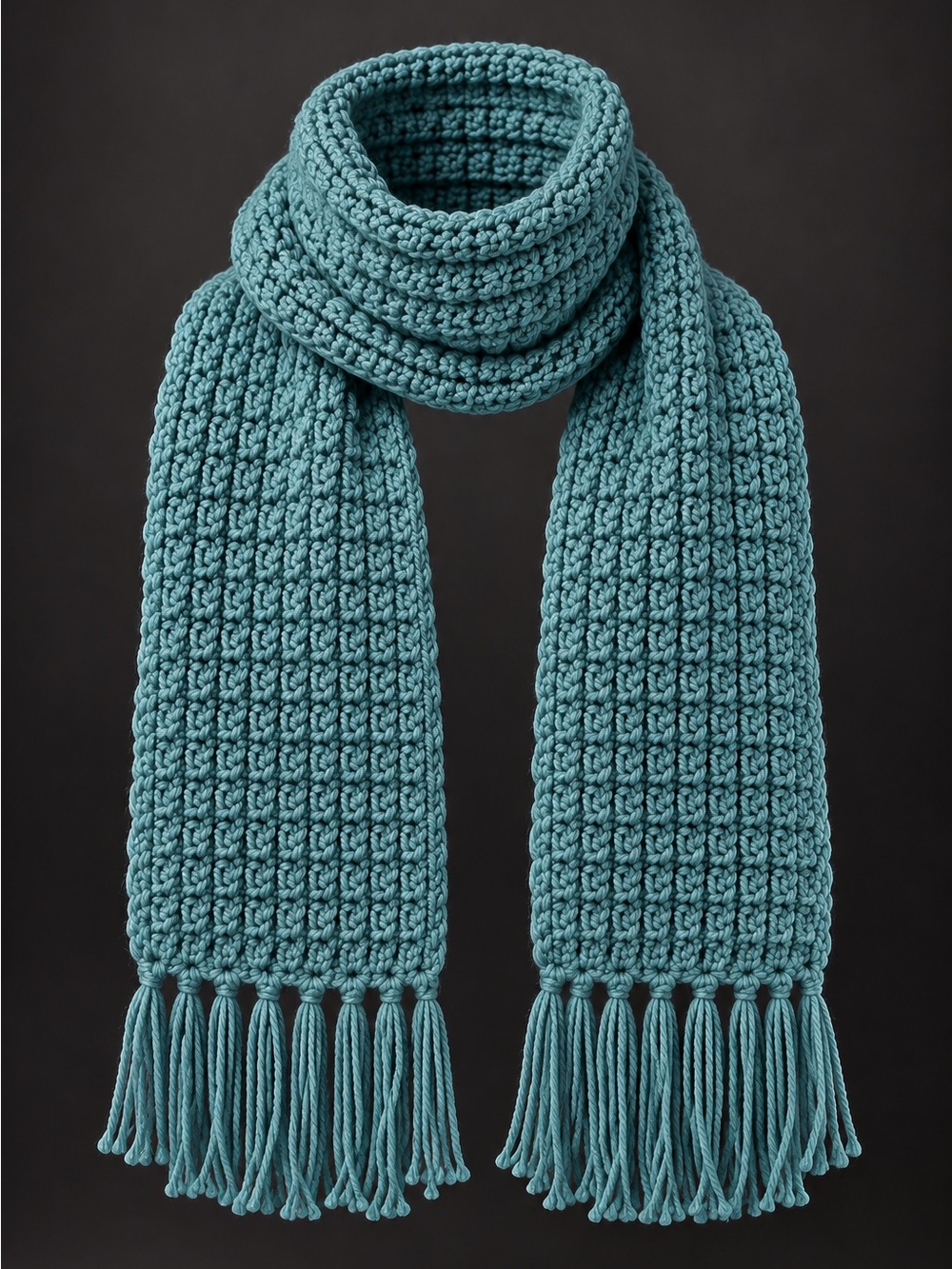 Women's Teal Knit Fringe Scarf